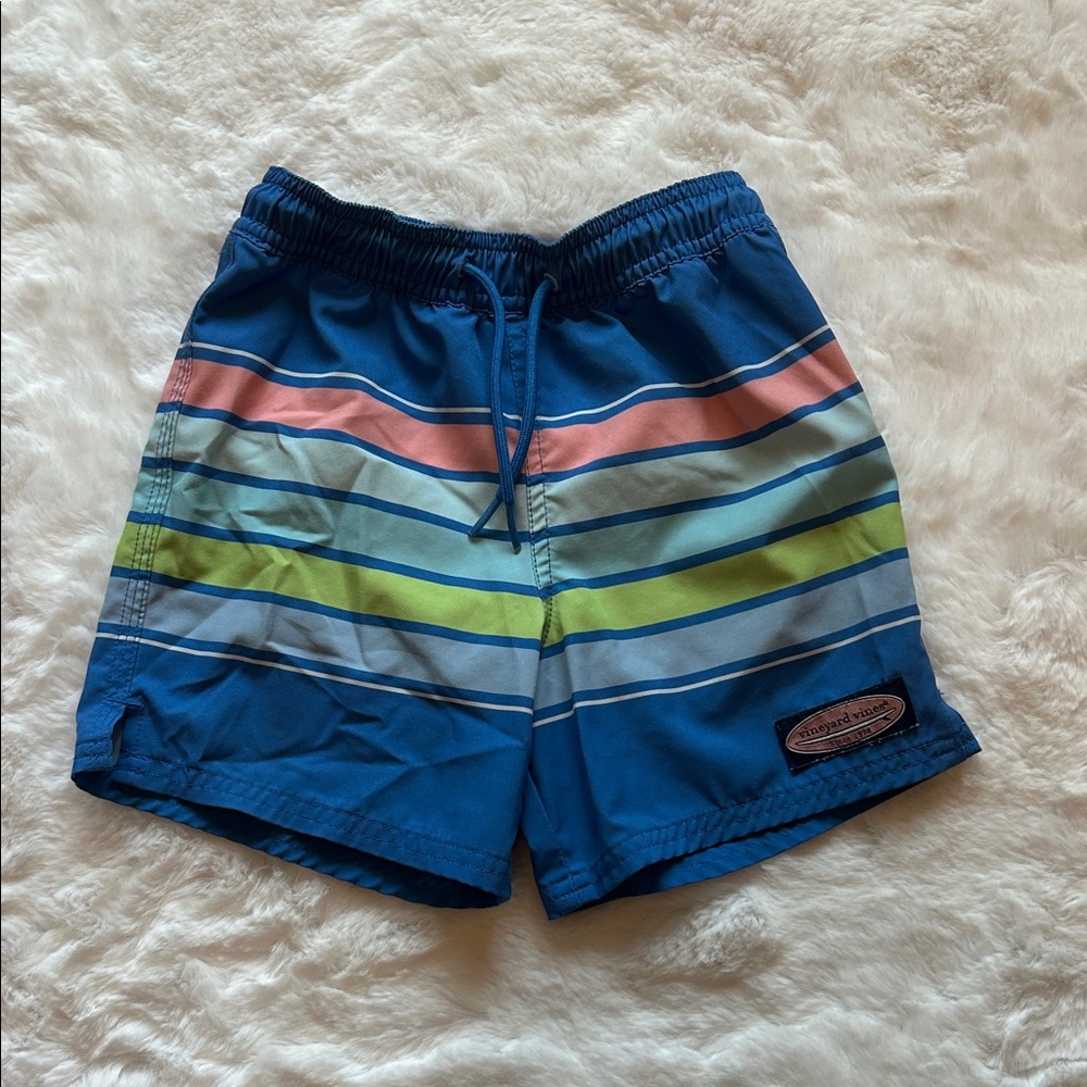 Vineyard Vines Boys’ Striped Blue Swim Shorts